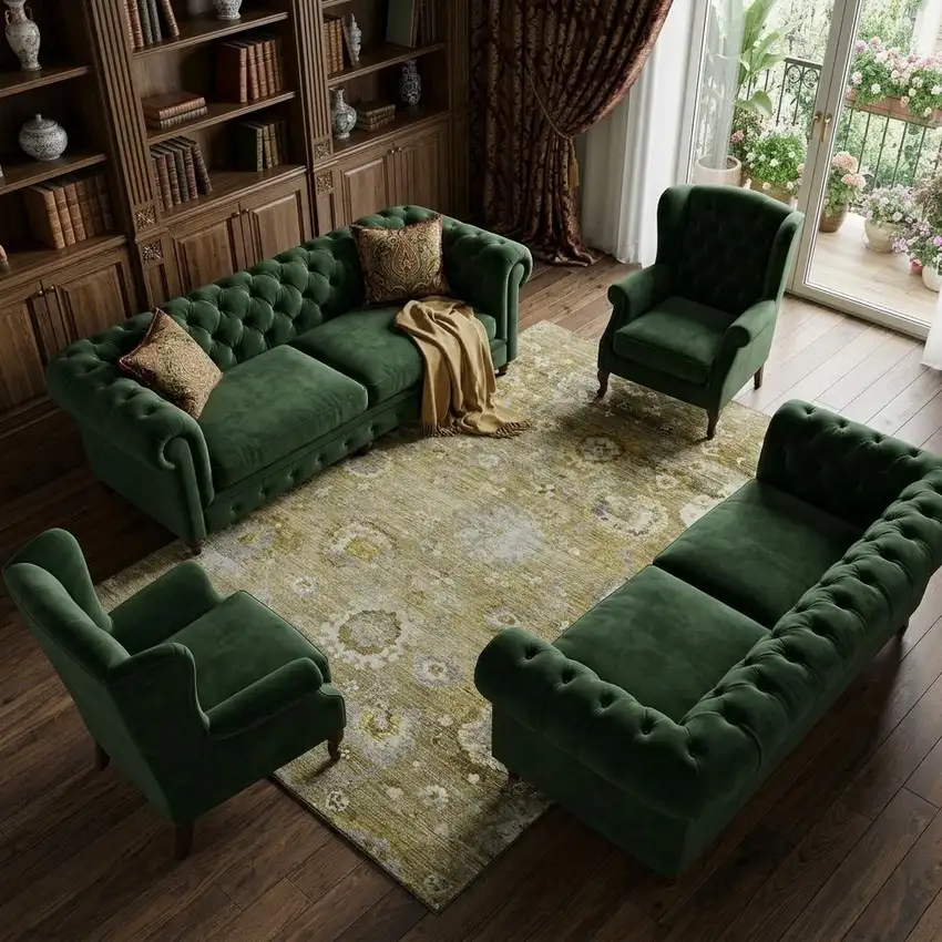 Brown Gray And Gold Floral Washable Area Rug With UV Protection Photo 1