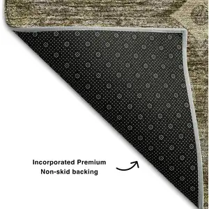 Photo of Brown Gray And Gold Medallion Washable Area Rug With UV Protection