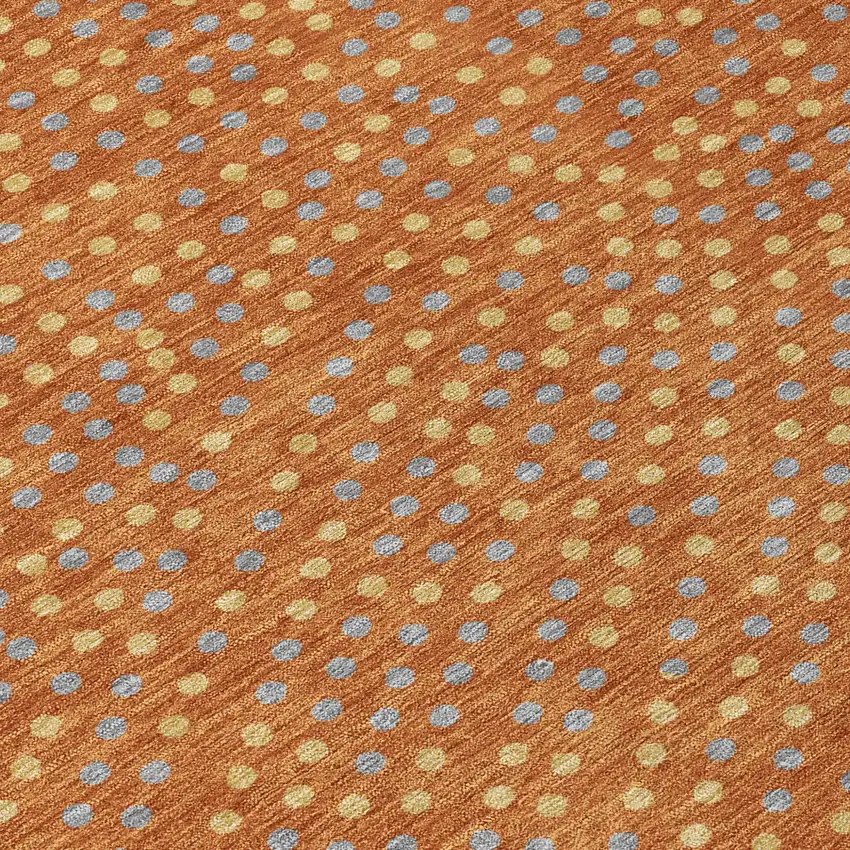 Brown Gray And Gold Polka Dot Washable Indoor Outdoor Area Rug Photo 6
