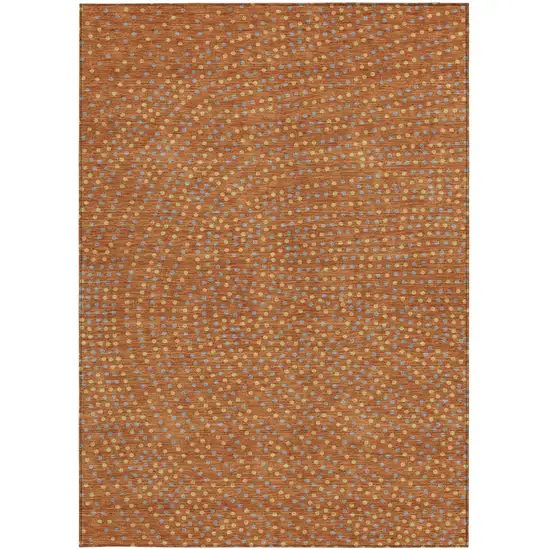 Brown Gray And Gold Polka Dot Washable Indoor Outdoor Area Rug Photo 8