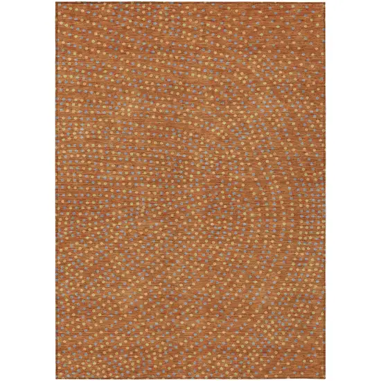 Brown Gray And Gold Polka Dot Washable Indoor Outdoor Area Rug Photo 2