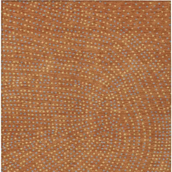Brown Gray And Gold Polka Dot Washable Indoor Outdoor Area Rug Photo 8
