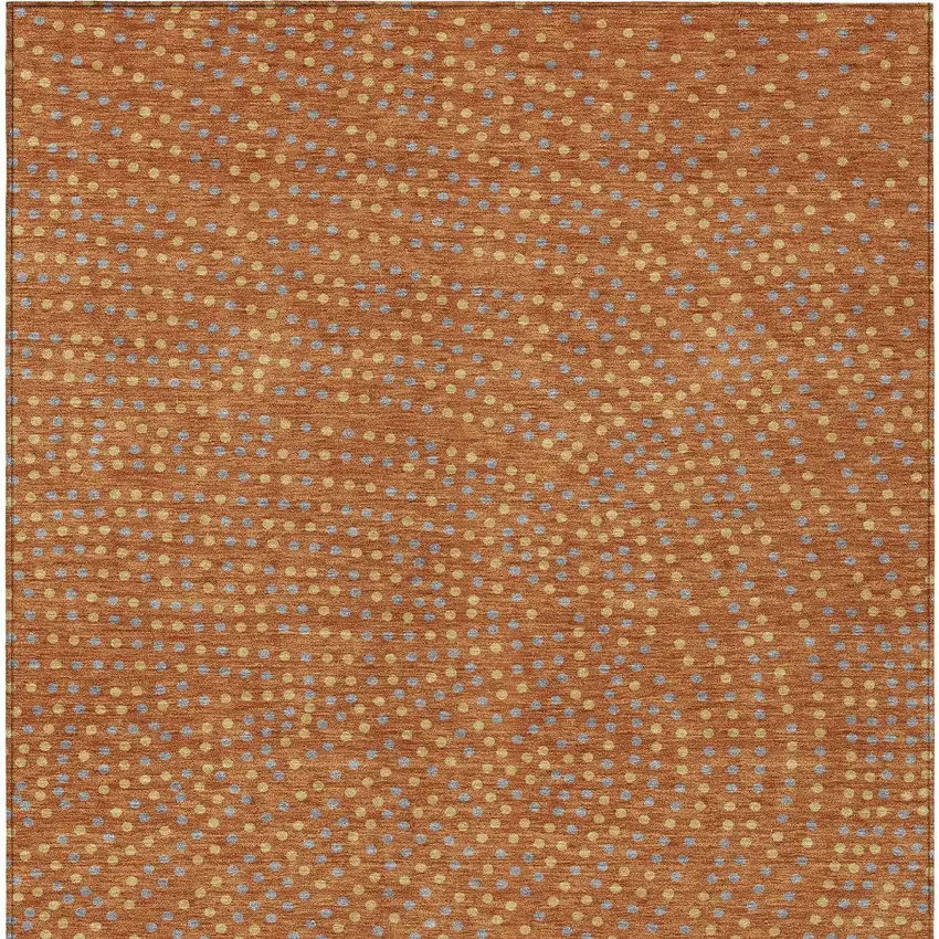 Brown Gray And Gold Polka Dot Washable Indoor Outdoor Area Rug Photo 8