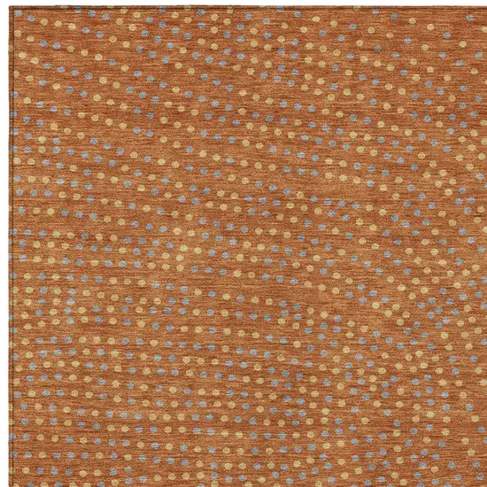 Brown Gray And Gold Polka Dot Washable Indoor Outdoor Area Rug Photo 7