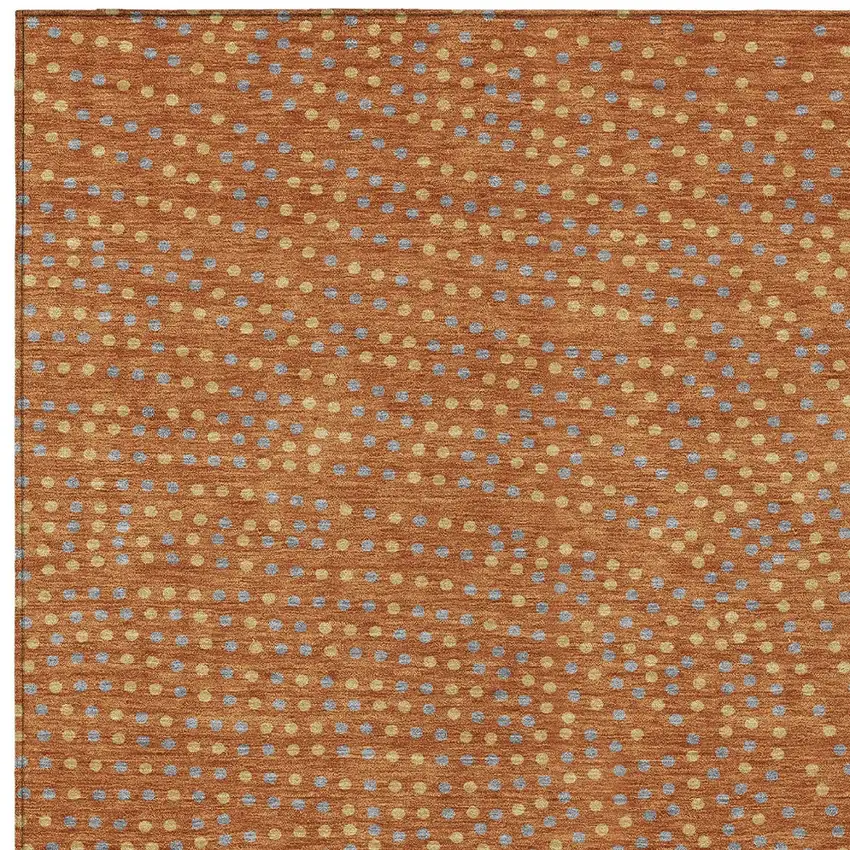 Brown Gray And Gold Polka Dot Washable Indoor Outdoor Area Rug Photo 7