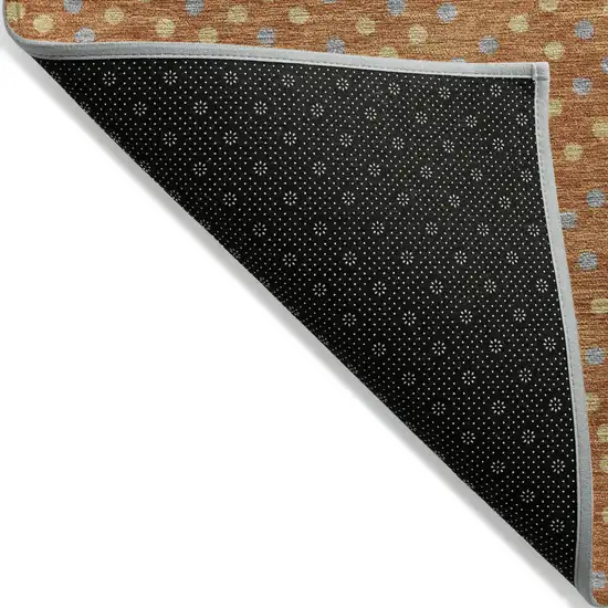 Brown Gray And Gold Polka Dot Washable Indoor Outdoor Area Rug Photo 4