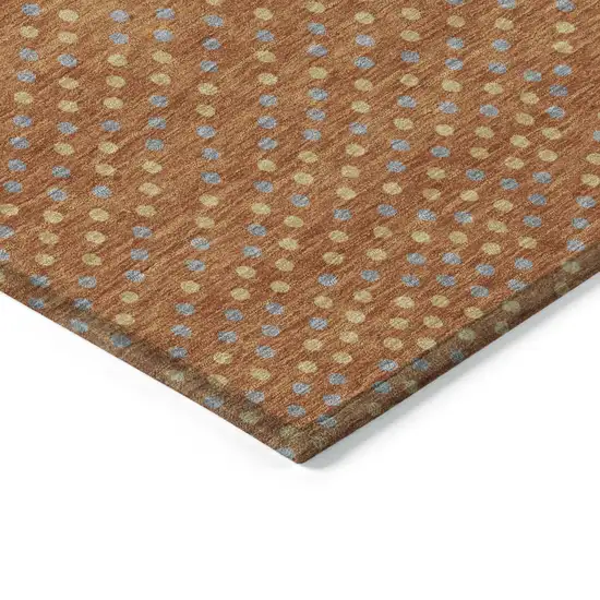 Brown Gray And Gold Polka Dot Washable Indoor Outdoor Area Rug Photo 5