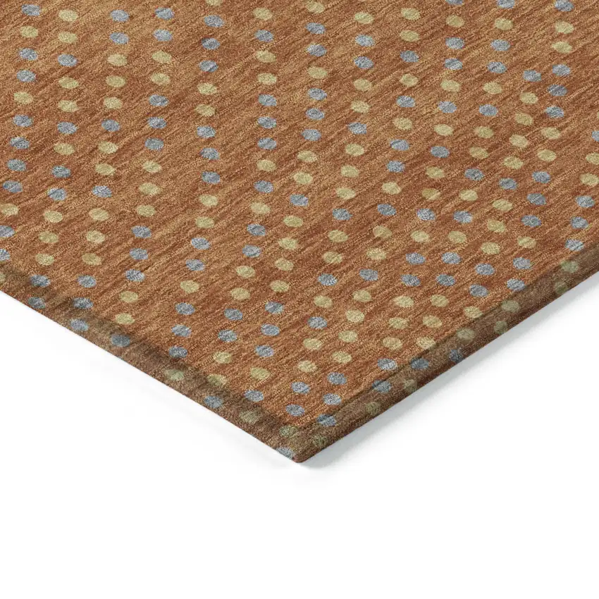 Brown Gray And Gold Polka Dot Washable Indoor Outdoor Area Rug Photo 5