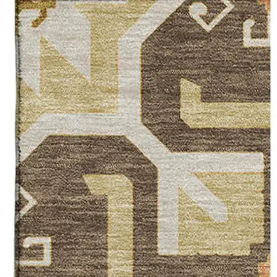 Brown Gray And Gold Southwestern Washable Area Rug With UV Protection Photo 2