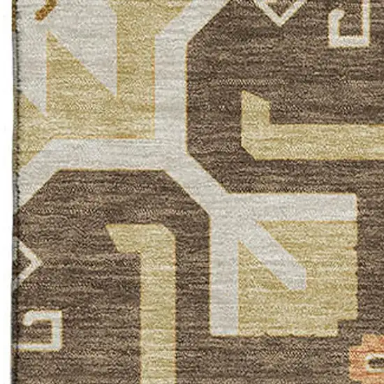 Brown Gray And Gold Southwestern Washable Area Rug With UV Protection Photo 2