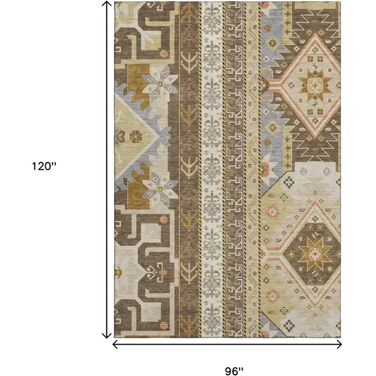 Brown Gray And Gold Southwestern Washable Area Rug With UV Protection Photo 8