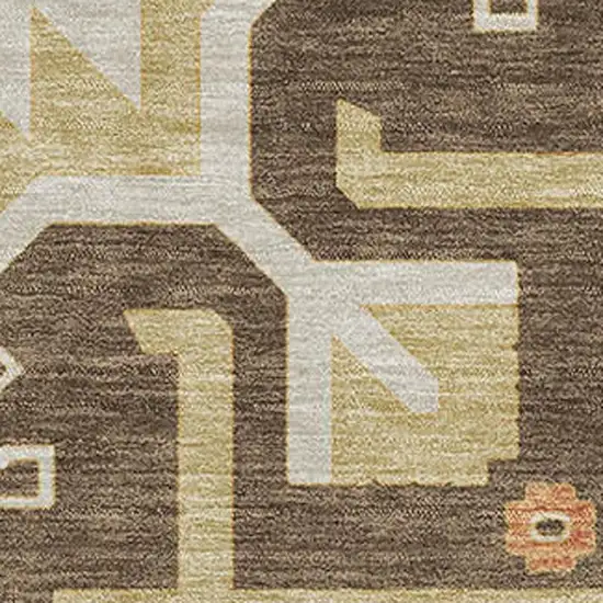 Brown Gray And Gold Southwestern Washable Area Rug With UV Protection Photo 2