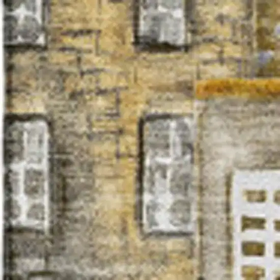 Brown Gray And Ivory Abstract Geometric Washable Area Rug With UV Protection Photo 3