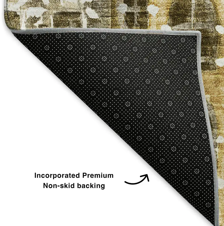Brown Gray And Ivory Abstract Geometric Washable Area Rug With UV Protection Photo 6
