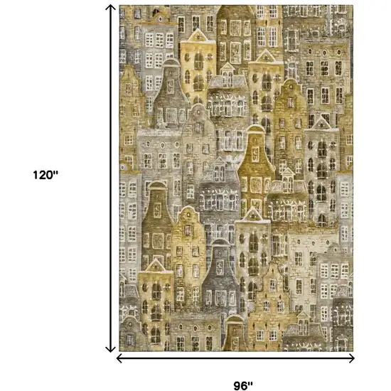 Brown Gray And Ivory Abstract Geometric Washable Area Rug With UV Protection Photo 3