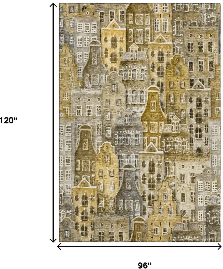 Brown Gray And Ivory Abstract Geometric Washable Area Rug With UV Protection Photo 3