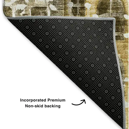 Brown Gray And Ivory Abstract Geometric Washable Area Rug With UV Protection Photo 6
