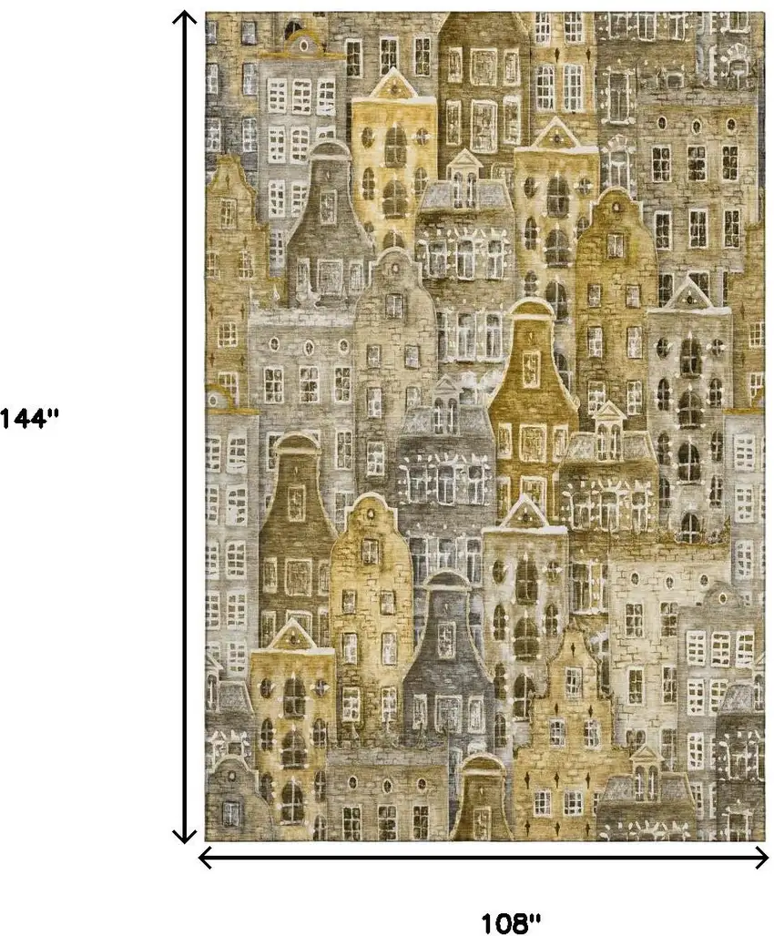 Brown Gray And Ivory Abstract Geometric Washable Area Rug With UV Protection Photo 3