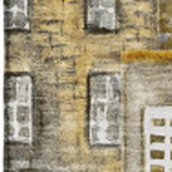 Brown Gray And Ivory Abstract Geometric Washable Area Rug With UV Protection Photo 3