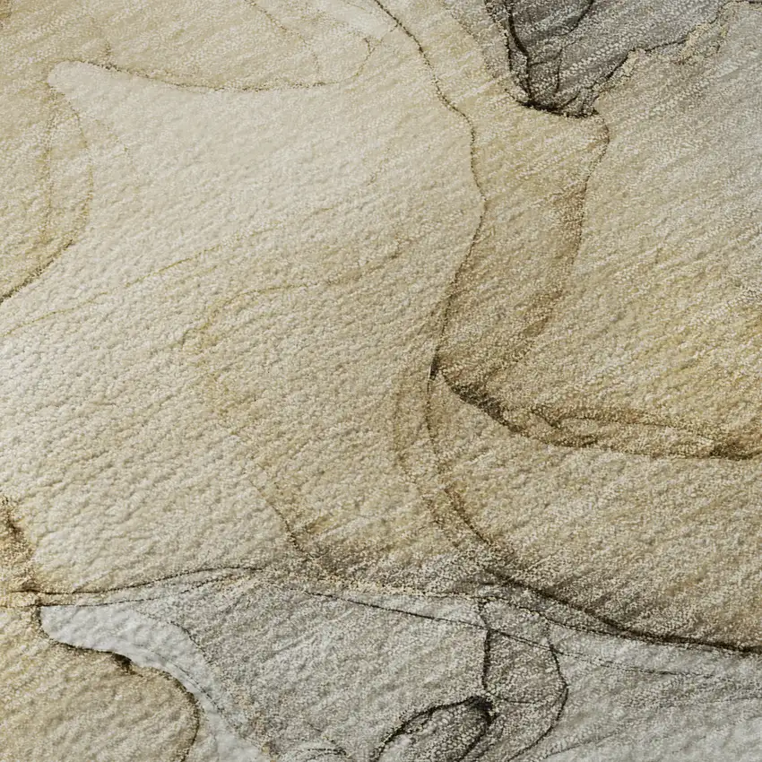 Brown Gray And Ivory Abstract Washable Area Rug With UV Protection Photo 9