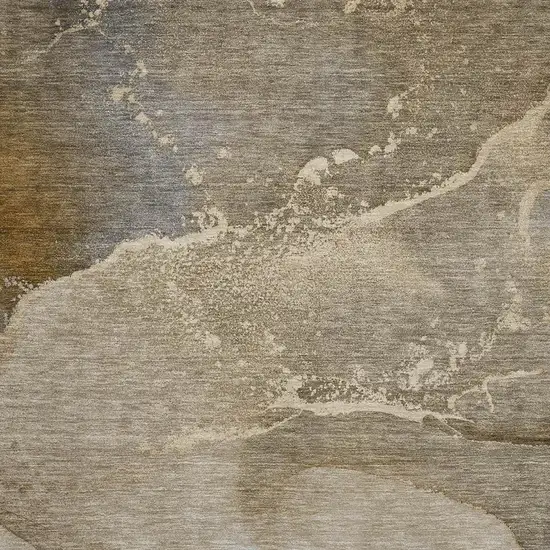 Brown Gray And Ivory Abstract Washable Area Rug With UV Protection Photo 3