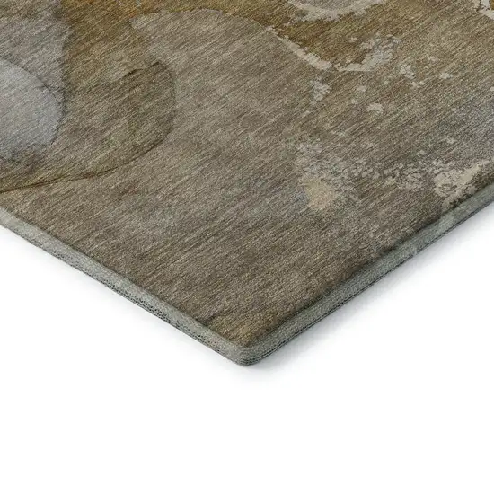 Brown Gray And Ivory Abstract Washable Area Rug With UV Protection Photo 8