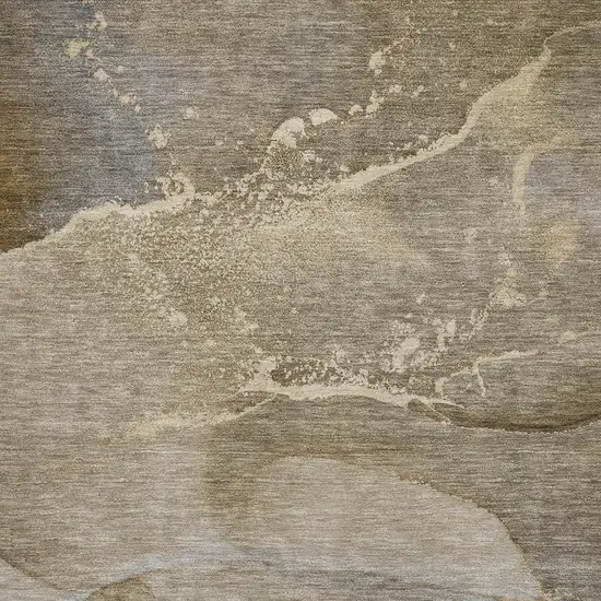 Brown Gray And Ivory Abstract Washable Area Rug With UV Protection Photo 7