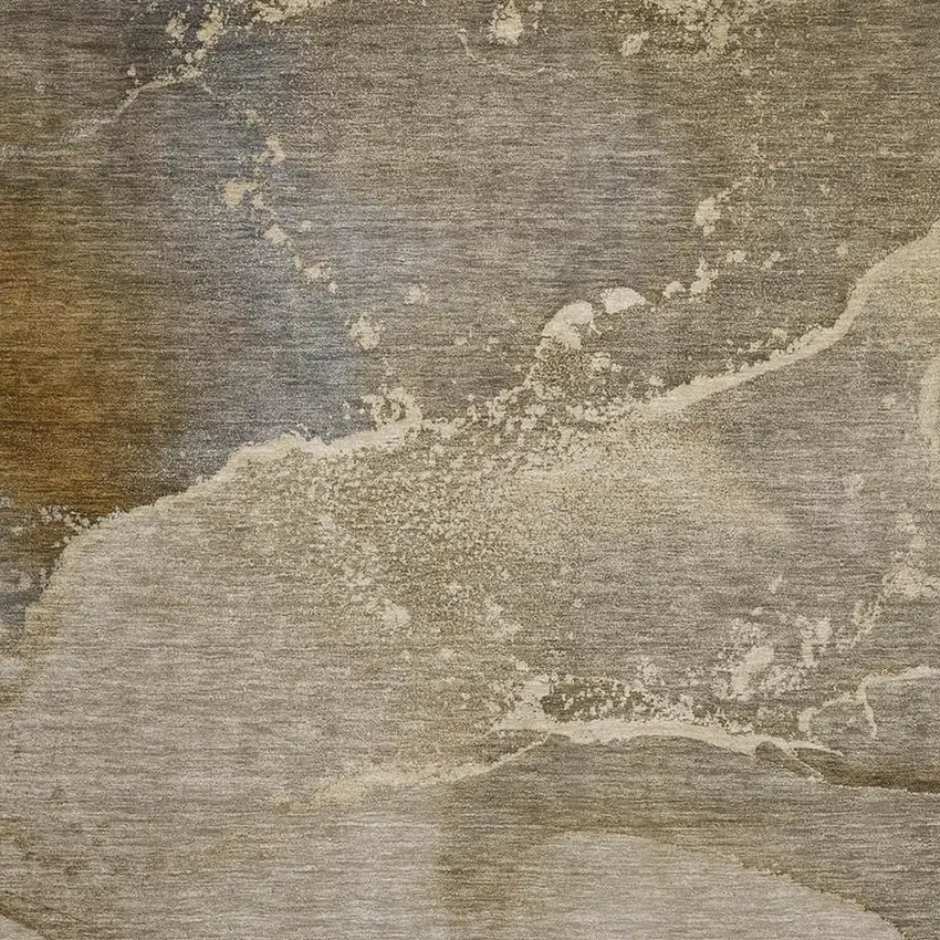 Brown Gray And Ivory Abstract Washable Area Rug With UV Protection Photo 3