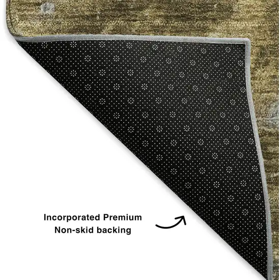 Brown Gray And Ivory Abstract Washable Area Rug With UV Protection Photo 6