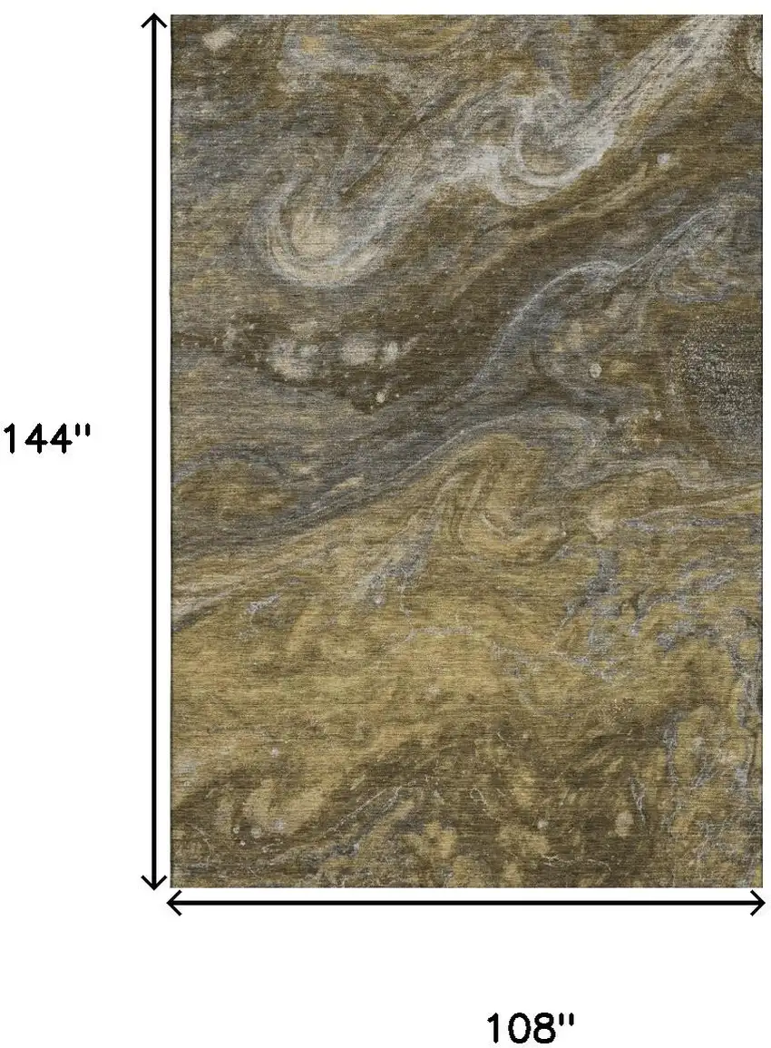 Brown Gray And Ivory Abstract Washable Area Rug With UV Protection Photo 3