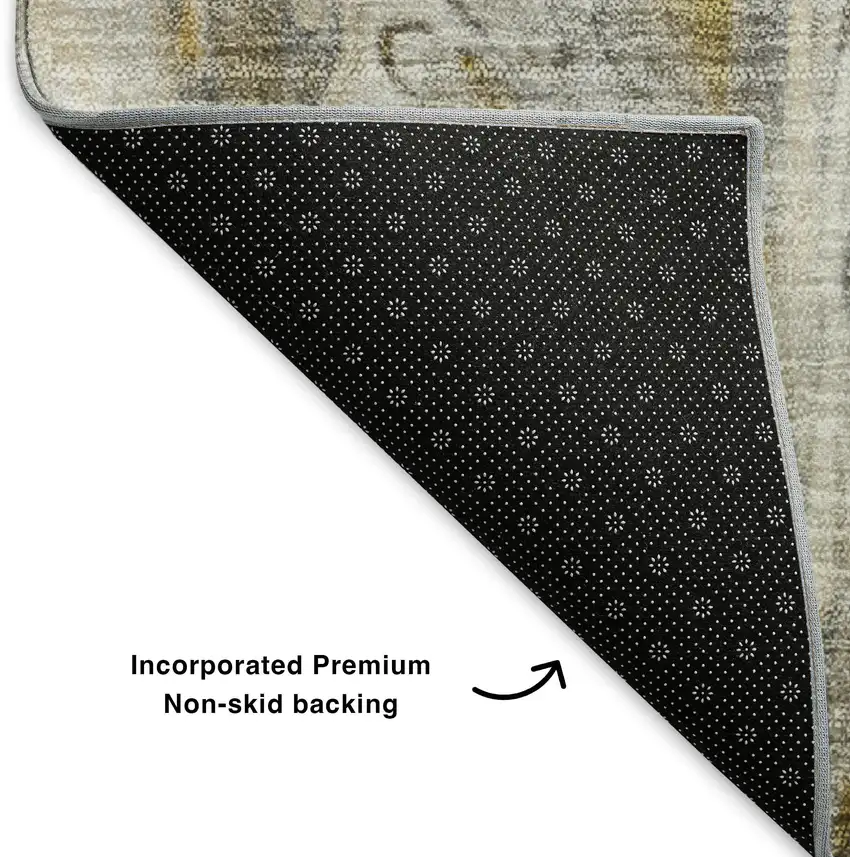 Brown Gray And Ivory Abstract Washable Area Rug With UV Protection Photo 7