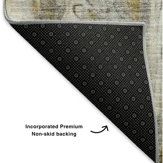 Brown Gray And Ivory Abstract Washable Area Rug With UV Protection Photo 8