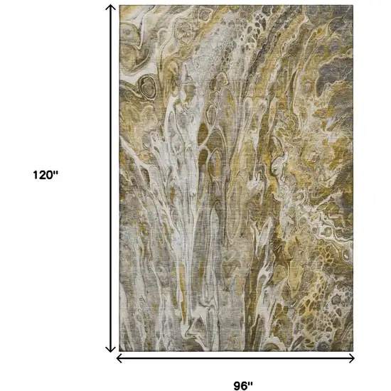 Brown Gray And Ivory Abstract Washable Area Rug With UV Protection Photo 7