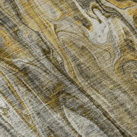 Brown Gray And Ivory Abstract Washable Area Rug With UV Protection Photo 9