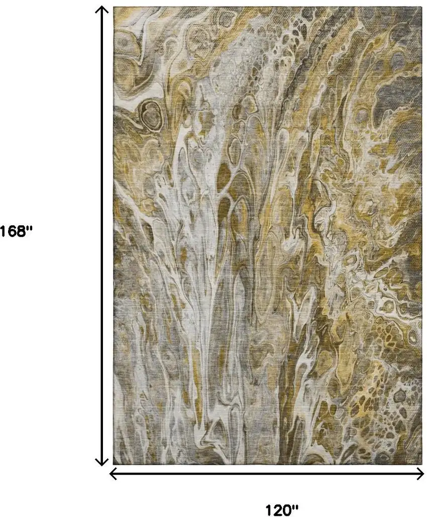 Brown Gray And Ivory Abstract Washable Area Rug With UV Protection Photo 5