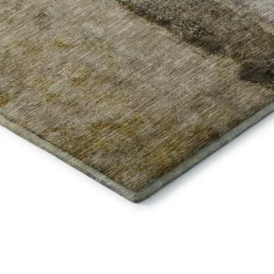 Brown Gray And Ivory Abstract Washable Area Rug With UV Protection Photo 5