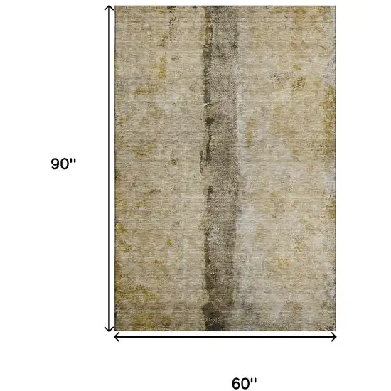 Brown Gray And Ivory Abstract Washable Area Rug With UV Protection Photo 3