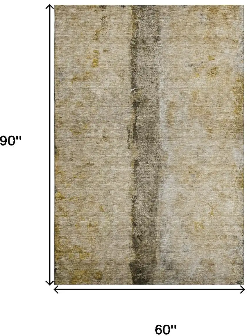 Brown Gray And Ivory Abstract Washable Area Rug With UV Protection Photo 3