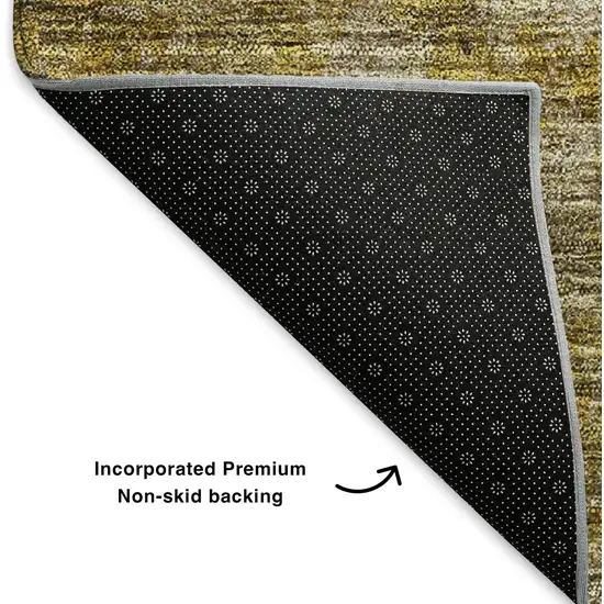 Brown Gray And Ivory Abstract Washable Area Rug With UV Protection Photo 4