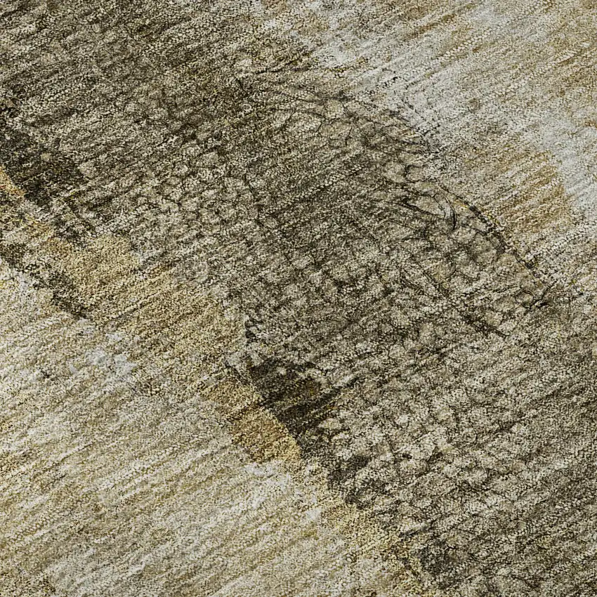 Brown Gray And Ivory Abstract Washable Area Rug With UV Protection Photo 7