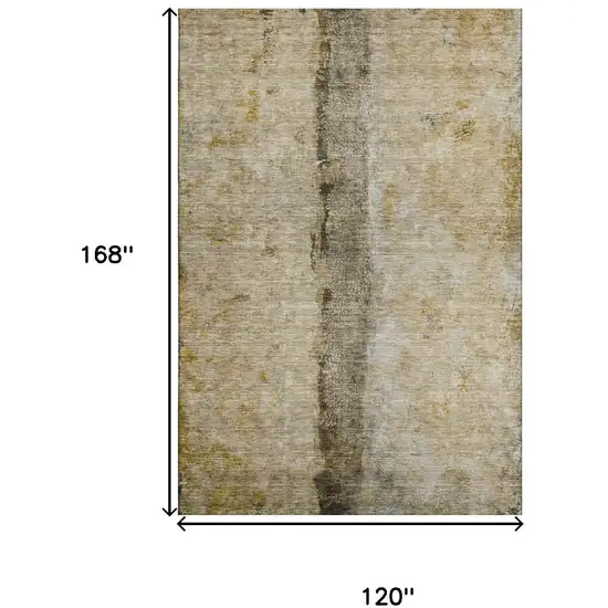 Brown Gray And Ivory Abstract Washable Area Rug With UV Protection Photo 3