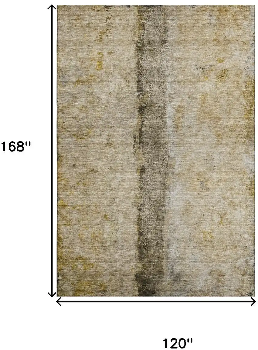 Brown Gray And Ivory Abstract Washable Area Rug With UV Protection Photo 3