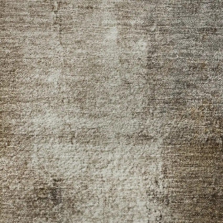 Brown Gray And Ivory Abstract Washable Area Rug With UV Protection Photo 1