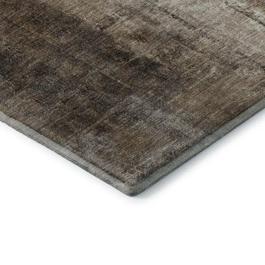 Brown Gray And Ivory Abstract Washable Area Rug With UV Protection Photo 8