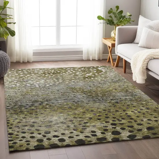 Brown Gray And Ivory Abstract Washable Indoor Outdoor Area Rug Photo 8