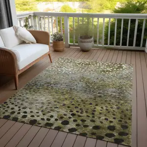 Photo of Brown Gray And Ivory Abstract Washable Indoor Outdoor Area Rug