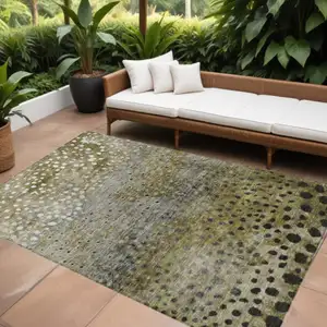 Photo of Brown Gray And Ivory Abstract Washable Indoor Outdoor Area Rug