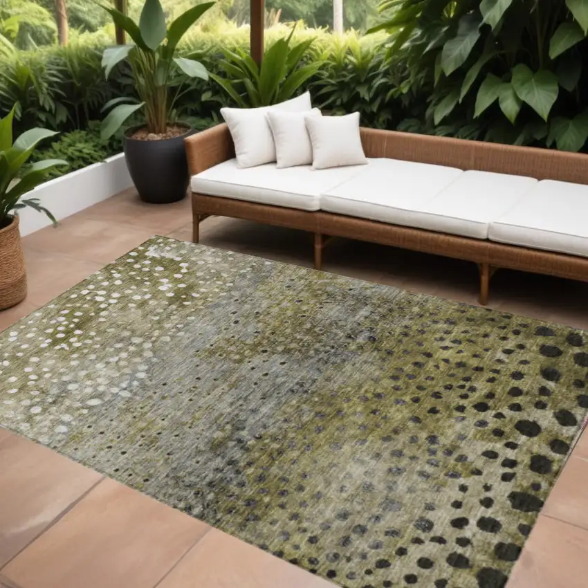 Brown Gray And Ivory Abstract Washable Indoor Outdoor Area Rug Photo 1