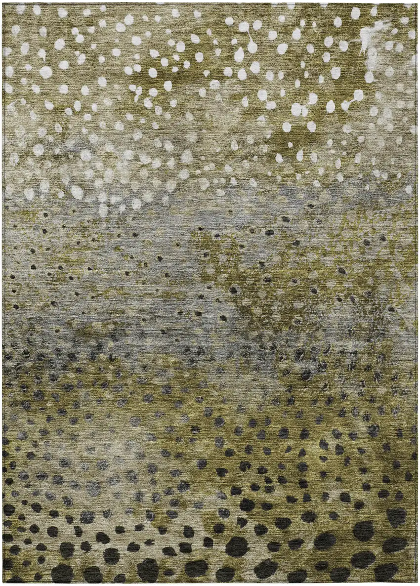 Brown Gray And Ivory Abstract Washable Indoor Outdoor Area Rug Photo 2