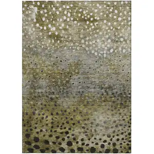 Photo of Brown Gray And Ivory Abstract Washable Indoor Outdoor Area Rug